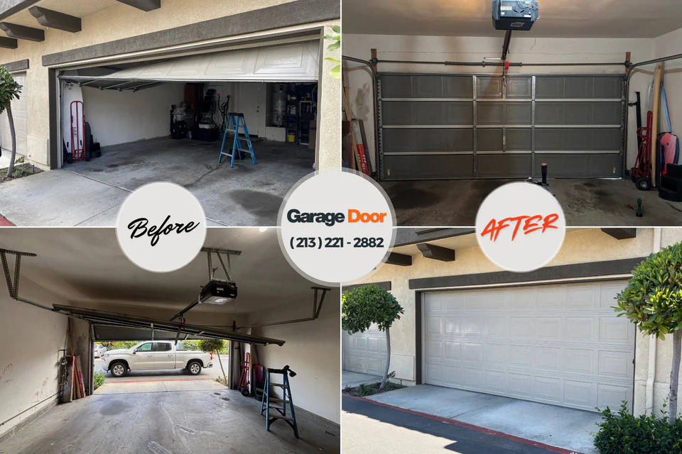 Before and after: garage door repair Mooresville, NC